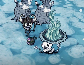 Wormwood standing in the Bath Bombed Hot Spring Set Piece after Full Moon..