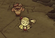 Lợn thân thiện đang đội một vòng Hoa.