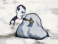 Максвелл дробит киркотопором валун