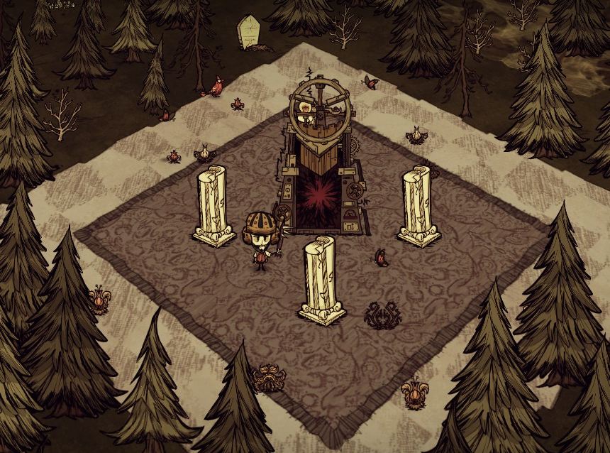 Don t starve как найти. Мир Максвелла don't Starve. Портал донт старв. Ковер донт старв. Дверь Максвелла don't Starve.