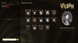 Character select in Don't Starve Together.