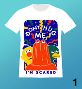 Him on an official DHMIS T-shirt with Red Guy and Yellow Guy