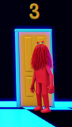 Red Guy in front of a door in the digital world