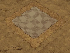 Na darń sawanny nakłada się ogołocona ziemia i szachownicowa podłoga.