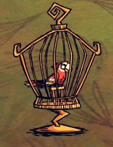 Papuga w klatce na ptaki