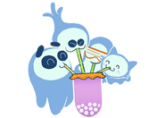 Ghouls enjoying their bubble tea in the Bubble Tea Doodle.