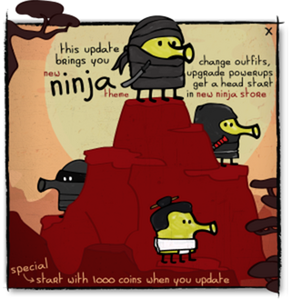 Get your ninjas in your Doodle Jump thanks to the latest update