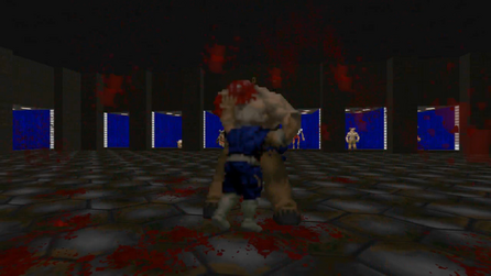 Hell Knight 2 — The player rips the Hell Knight right arm off, then put it in a hold and knocks it head off.