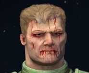 Doomguy's bloodied face in Quake Champions