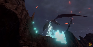 A Sentinel Wintherin unleashes its devastating blue flame.