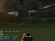 Imps lay dead before the Doomguy in the map's sole secret, with the shotgun already acquired.