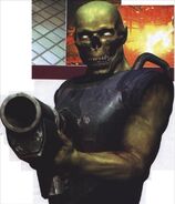 Early zombified Marine or Security. Taken from an unknown magazine article on Doom 3.