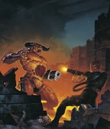 Original oil painting of the Doom II box art by Gerald Brom