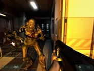 Sentry Bot attacking 2 Imps while a third one attacks me