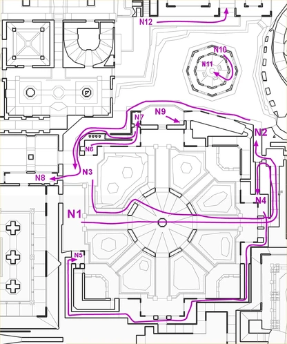 Fig. 5 - Map 13 walkthrough part 5, NW courtyard.