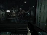 A crawling Imp on a window.