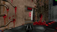 Exit in the map (behind the current position the player has a red key, this is the first case where in the first episode, at the initial map the player can collect all three keys)