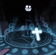 Using a Crucifix against Sally.