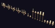 Unused candles and candelabras.[3] (Note that some of these models were used for 2024 Trick Or Treat Event lobby)