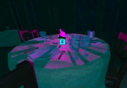 Haltforsomeone.jpg (604 KB) A player finding the Glitch Fragment on a table in Halt's Room, The Dining Hall.