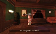 A player interacting with the painting in the Lobby.