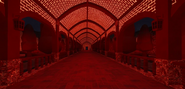 The entrance to the Greenhouse turned red by Jack.