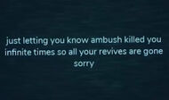 Guiding Light's anticheat message stating that Ambush killed the "cheater" infinite times.