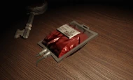 Devlog #30 (June 25, 2025) A Blood Bag Bandage Pack skin on a table next to a Vampire Skeleton Key skin.