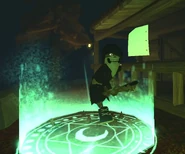 The Grimkeeper running in place while being crucified, due to a bug.