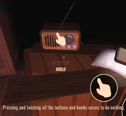 ”Pressing and twisting all the buttons and knobs seems to do nothing.” after clicking on the Radio (before The Mines' release).