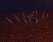 A dead vine surrounded by bugleweed.