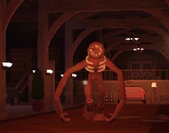 The Figure charging towards a Player.