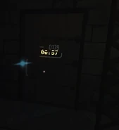 A sewer door in The Mines with a timer on it due to a Player choosing a random modifier and the game selecting 'Make Haste'.