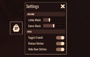 The Item Skins button in the Settings Menu.