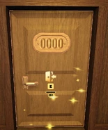 Curious Light lighting up the 0000 exit door in The Backdoor.