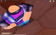A player being kicked out of a wardrobe after failing the heartbeat minigame.