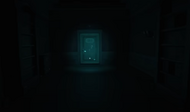 Guiding Light lighting up a door in a dark room.