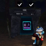 The Halloween Spotlight portal to DOORS, as seen in the Roblox event hub.