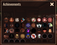 The Achievement Tab, showcasing all available achievements, including the ones a player has not gotten yet.