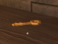 The Backdoor Room Key resting on a table.