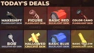 Today's Deals section of the shop where Players can purchase Item Skins for Knobs.