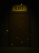 Curious Light highlighting one of the many EXIT doors in The Rooms.