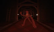 The Figure distracted by a fallen lamp during the cutscene.