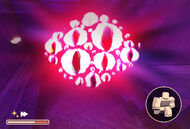 A player getting damaged by Eyes with the overheal effect from the Bottle of Starlight.