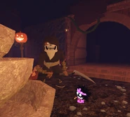 The Grimkeeper and Princess Sally both at The Outdoors entrance.