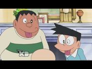 Suneo and Gian with tongue sticking out