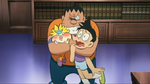 Gian hugging Suneo and Haribo in anger