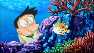 suneo bubbling underwater (mermaid kingdom)