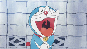 Doraemon singing terribly.