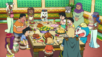 Kuntaku has large feast prepared for Nobita’s teamz